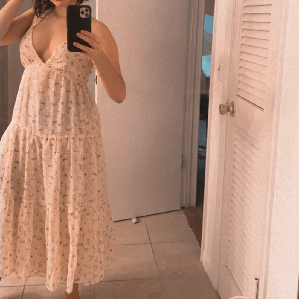 Midi length dress.